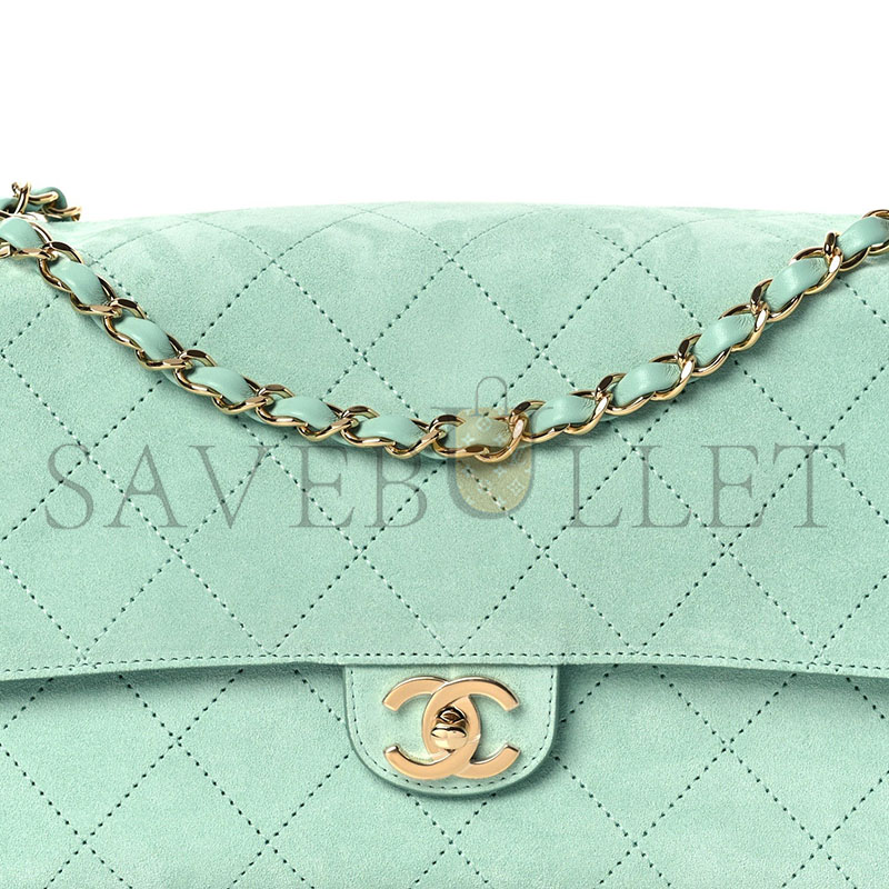 Ch**el suede calfskin small souplissimo maxi flap green (33*18*10cm)